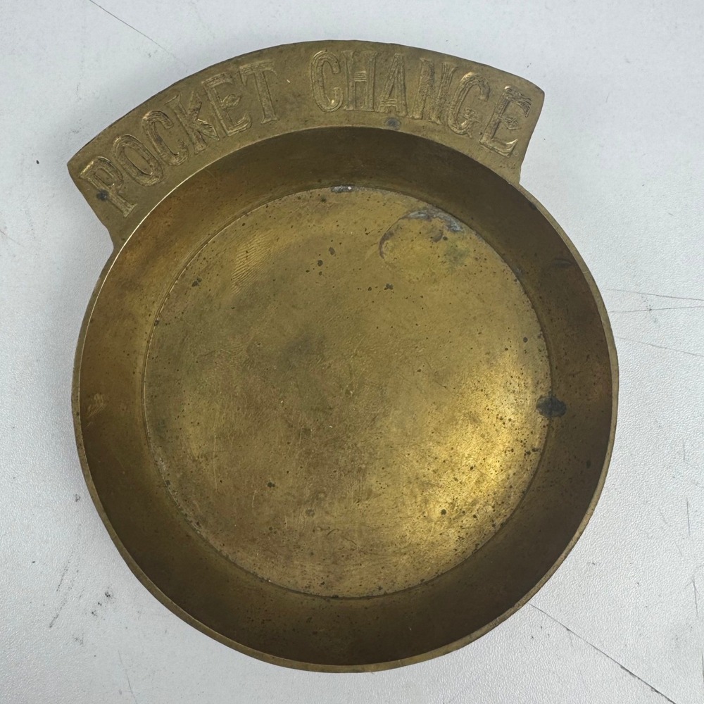 PWF Solid Brass Pocket Change Valet Tray Catchall Dish Vintage India